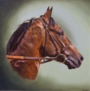 racehorse portrait. oil on canvas