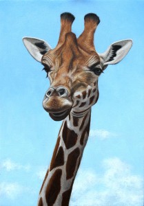 Giraffe oil painting.
